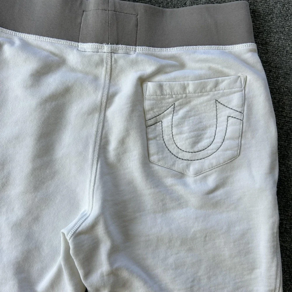 True Religion Sweat Shorts Mens Medium White‎ Cut Off Boxing
